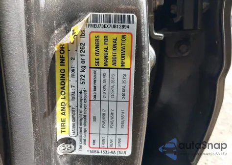 2007 Ford Explorer Xlt из США, поврежденный, VIN 1FMEU73EX7UB12894